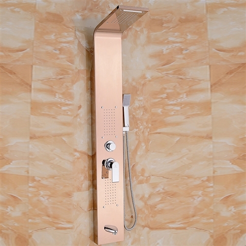 Juno Thermostatic Shower Panel Champagne Gold Finish